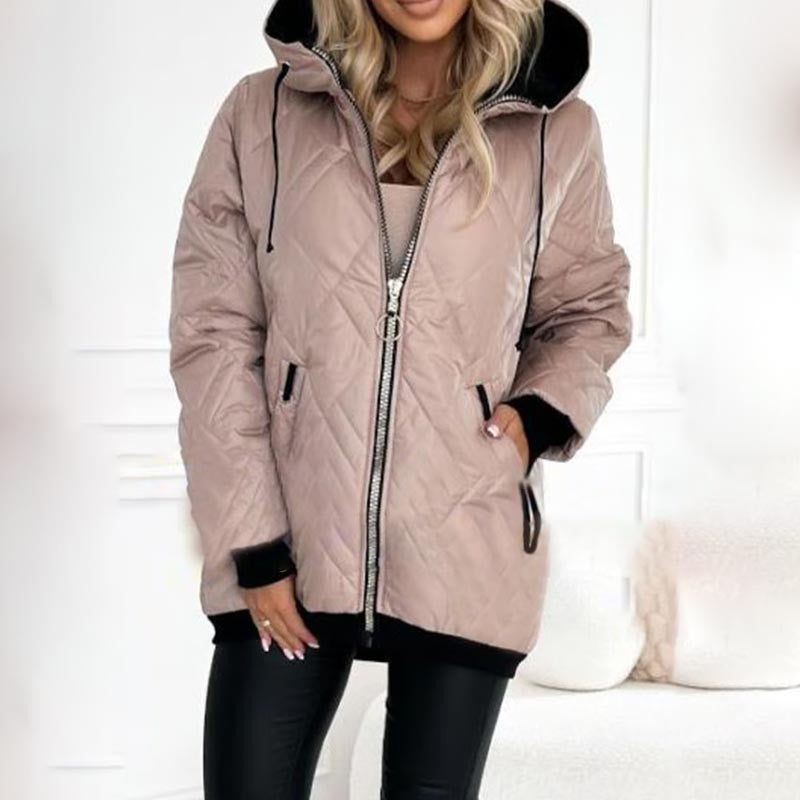 Damen-Steppjacke mit Rautensteppung, Kapuze mit Kordelzug und Reißverschlusstaschen, Ansicht 7
