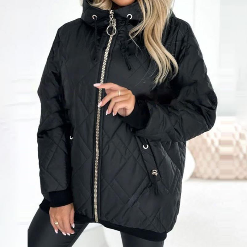 Damen-Steppjacke mit Rautensteppung, Kapuze mit Kordelzug und Reißverschlusstaschen, Ansicht 9