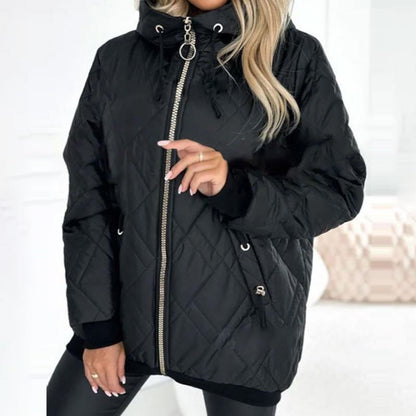 Damen-Steppjacke mit Rautensteppung, Kapuze mit Kordelzug und Reißverschlusstaschen, Ansicht 9