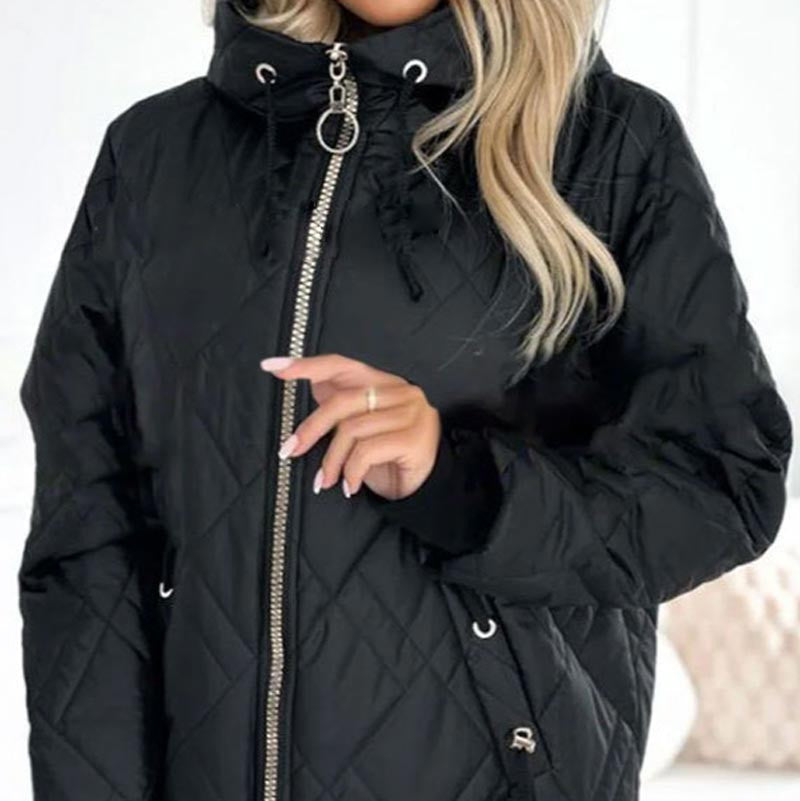 Damen-Steppjacke mit Rautensteppung, Kapuze mit Kordelzug und Reißverschlusstaschen, Ansicht 10