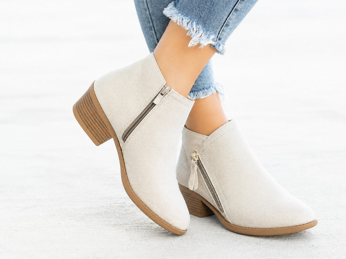 Damen-Stiefeletten in Veloursoptik mit seitlichem Reißverschluss und Blockabsatz, Ansicht 7