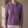 Damen-Strickhoodie aus Kaschmirmischung mit Kapuze und Kordelzug