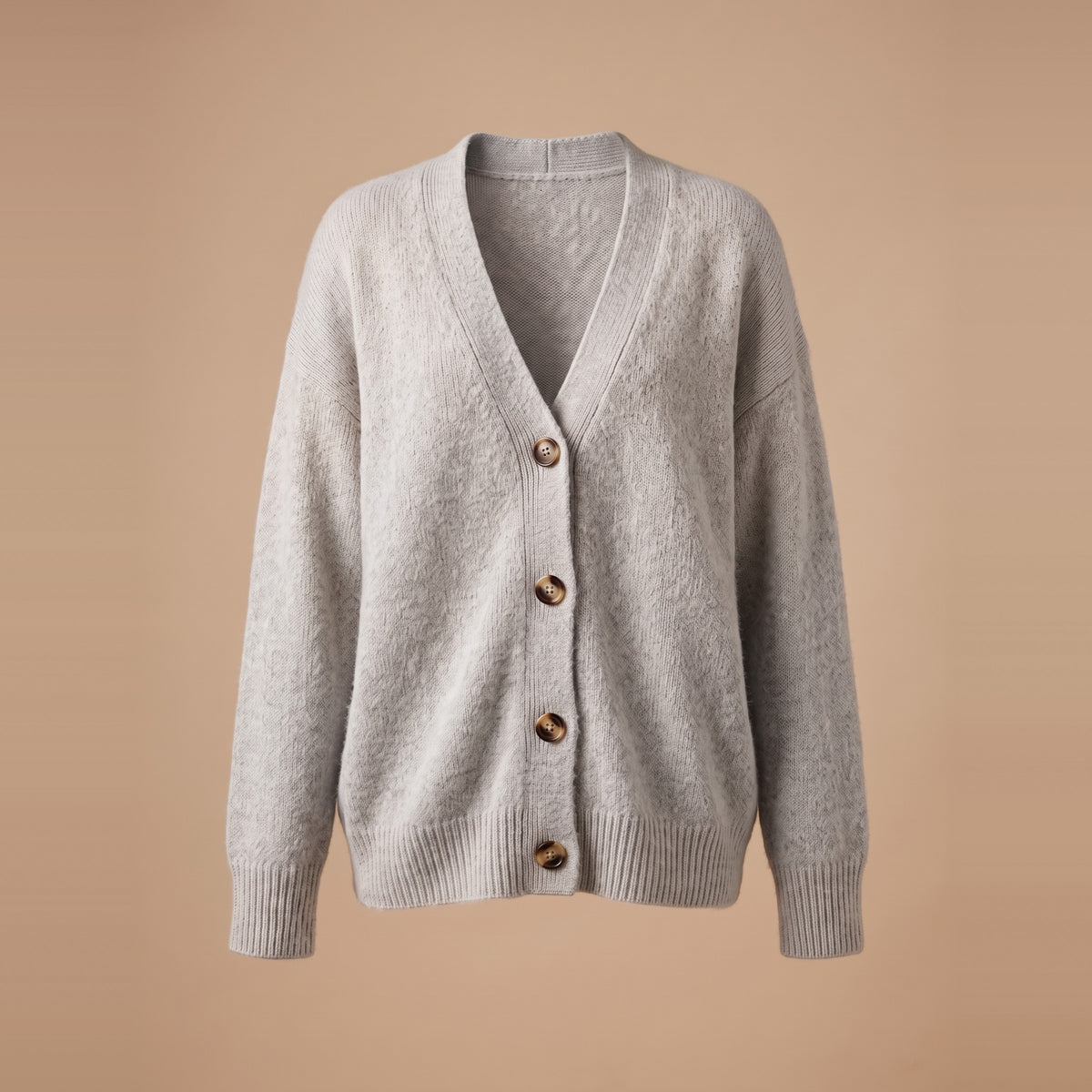 Damen-Strickjacke aus Alpakamischung in Grau meliert, Vorderansicht