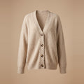 Damen-Strickjacke aus Alpakamischung mit V-Ausschnitt und Knopfleiste