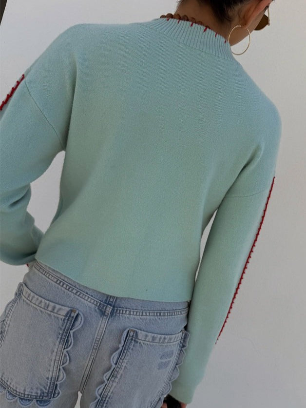 Damen-Strickjacke mit Oktopus-Motiv, Rundhals, Knopfleiste und Rippbündchen, Ansicht 2