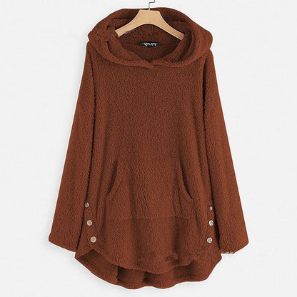 Damen-Teddyfleece-Kapuzenjacke mit Reißverschluss und Kängurutasche mit Katzenmotiv in Bordeaux