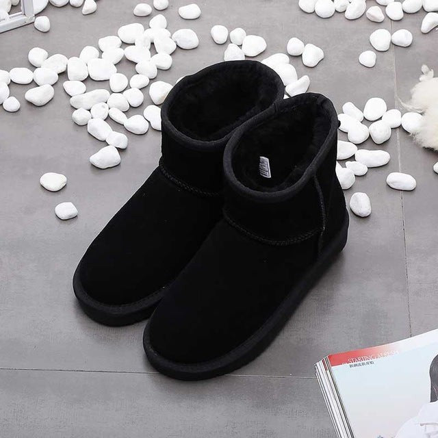 Damen-Winterboots aus Leder mit warmem Futter in Knöchelhöhe zum Hineinschlüpfen, Ansicht 5