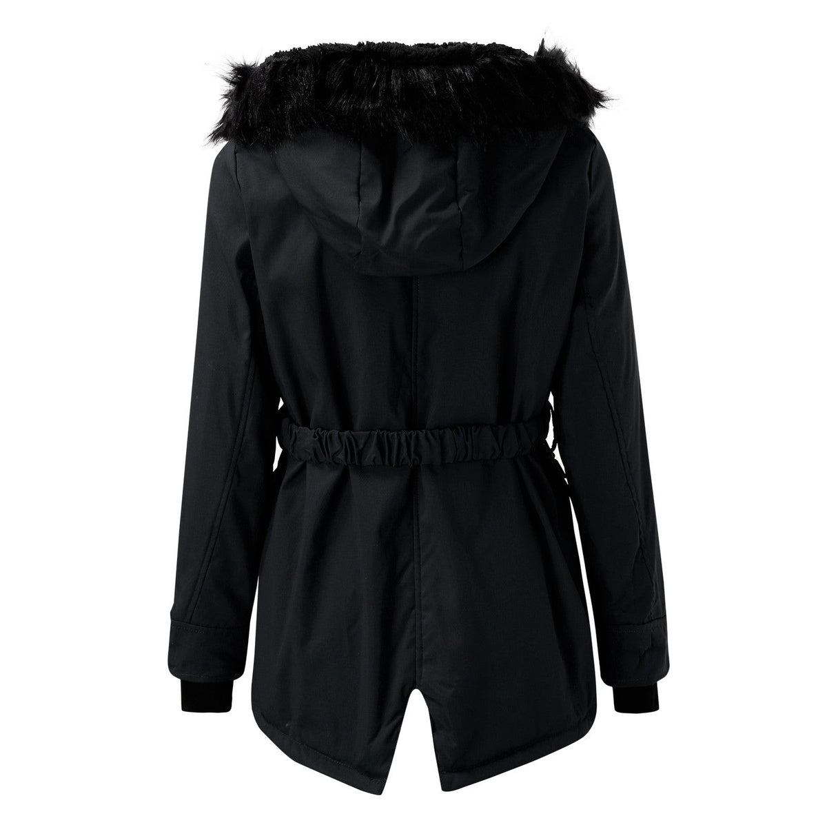 Damen-Winterparka mit Kunstfellkapuze, Tunnelzug in der Taille und Pattentaschen, Ansicht 8