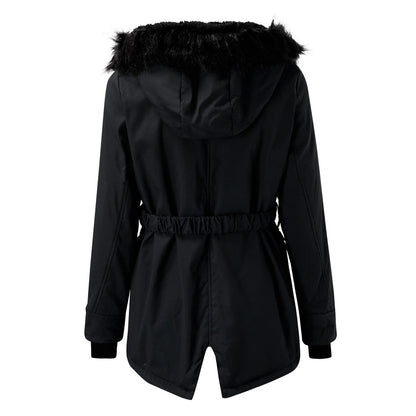 Damen-Winterparka mit Kunstfellkapuze, Tunnelzug in der Taille und Pattentaschen, Ansicht 8