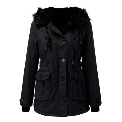Damen-Winterparka mit Kunstfellkapuze, Tunnelzug in der Taille und Pattentaschen, Ansicht 9