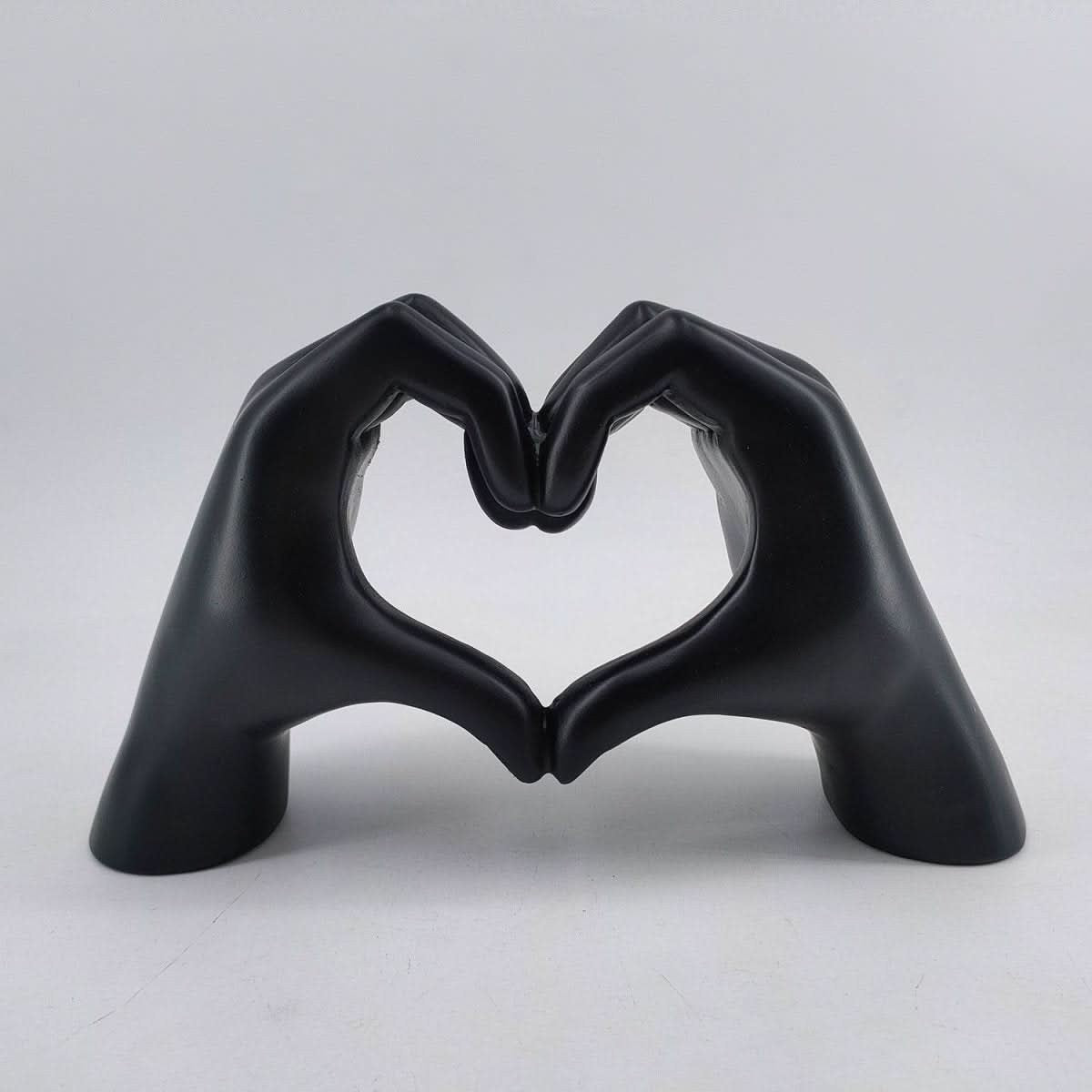 Dekofigur aus Kunstharz in Form von Herz-Händen für Regal, Sideboard und Tisch in Schwarz (25 x 15 x 7,5 cm)