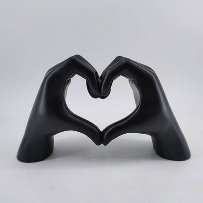 Dekofigur aus Kunstharz in Form von Herz-Händen für Regal, Sideboard und Tisch in Schwarz (25 x 15 x 7,5 cm)
