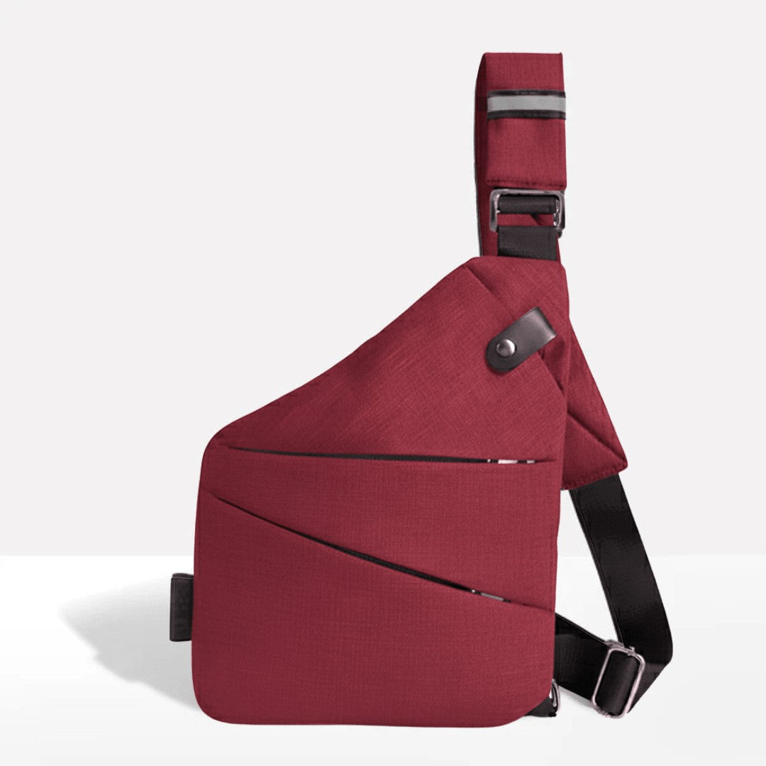 Diebstahlsichere Umhängetasche mit RFID-Schutz, schnittfestem Gurt und wasserabweisendem Polyester in Rot