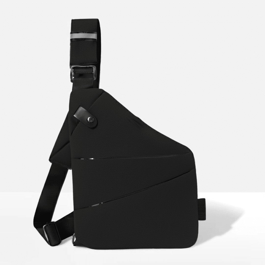 Diebstahlsichere Umhängetasche mit RFID-Schutz, schnittfestem Gurt und wasserabweisendem Polyester in Schwarz