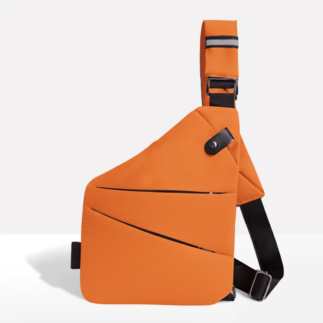 Diebstahlsichere Umhängetasche mit RFID-Schutz, schnittfestem Gurt und wasserabweisendem Polyester in Orange