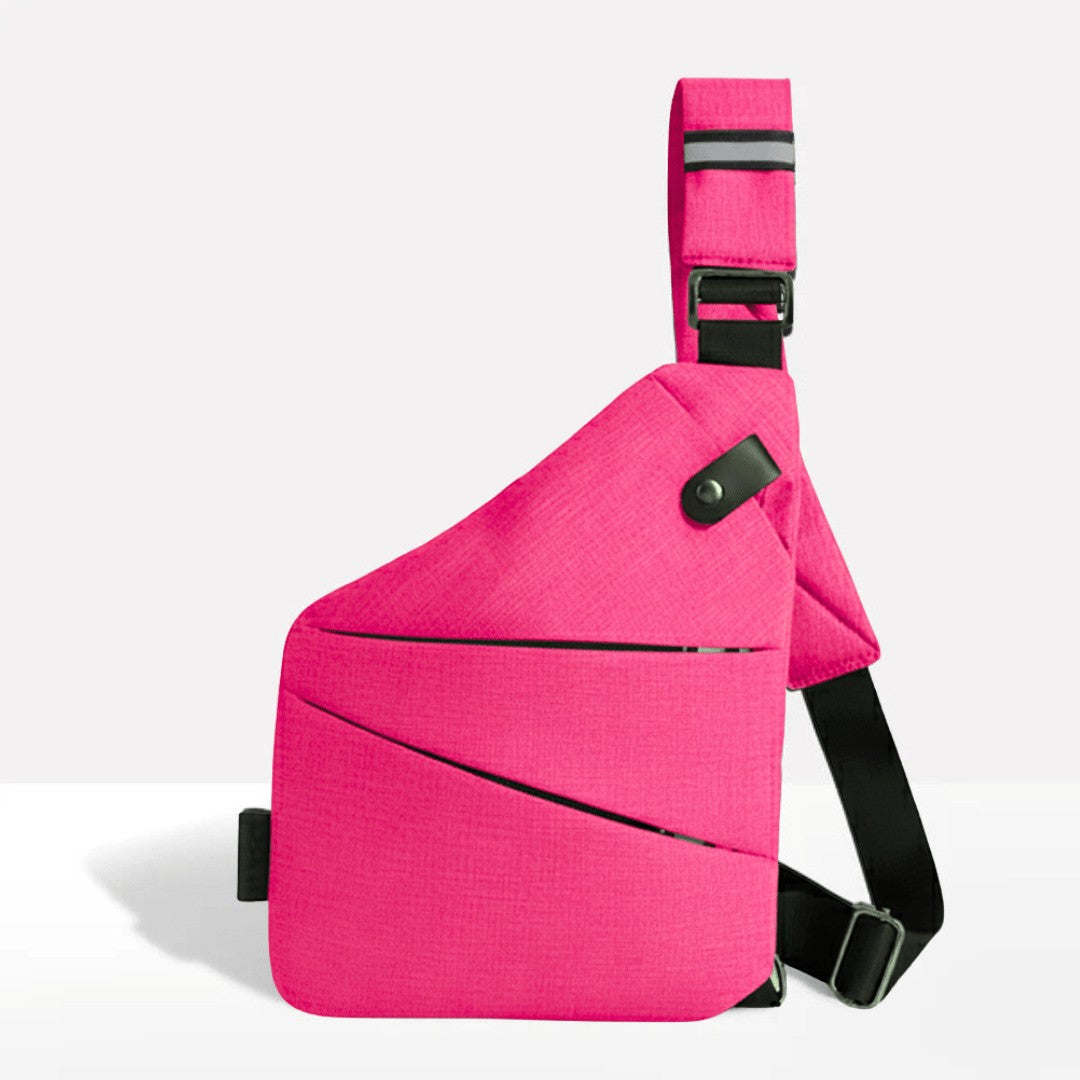 Diebstahlsichere Umhängetasche mit RFID-Schutz, schnittfestem Gurt und wasserabweisendem Polyester in Rosa