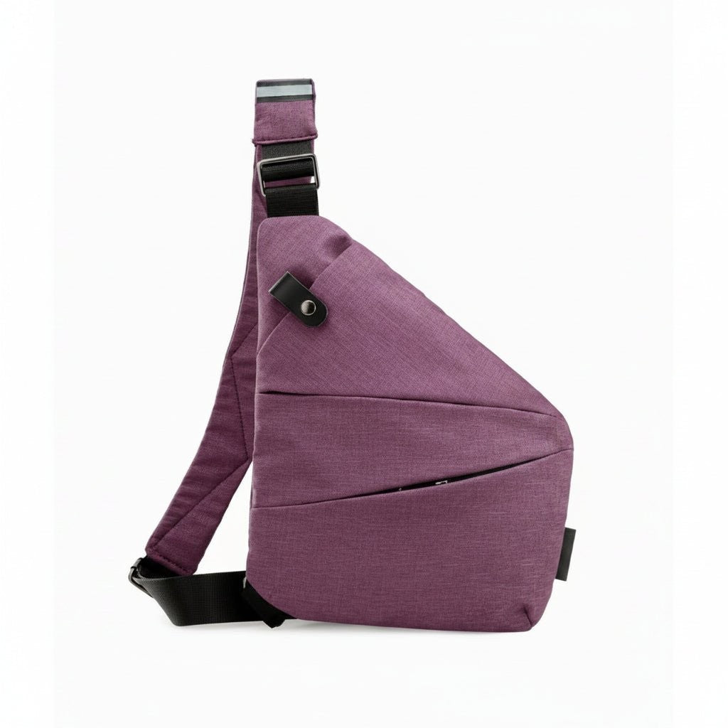 Diebstahlsichere Umhängetasche mit RFID-Schutz, schnittfestem Gurt und wasserabweisendem Polyester in Magenta