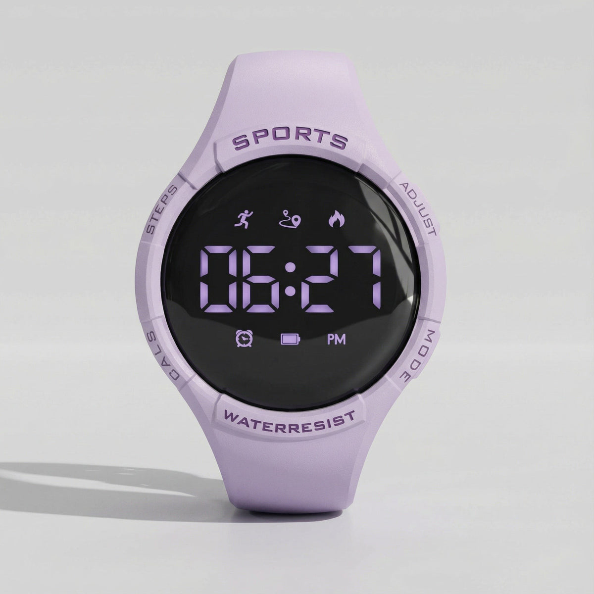 Digitale Sportuhr für Kinder mit Schrittzähler, Vibrationswecker, IP68 und USB-C-Ladung in Lila