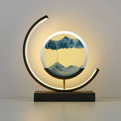 Dimmbare LED-Sandbild-Lampe aus Metall und bleifreiem Glas mit fließendem Sand und drei Lichtfarben, Ansicht 2