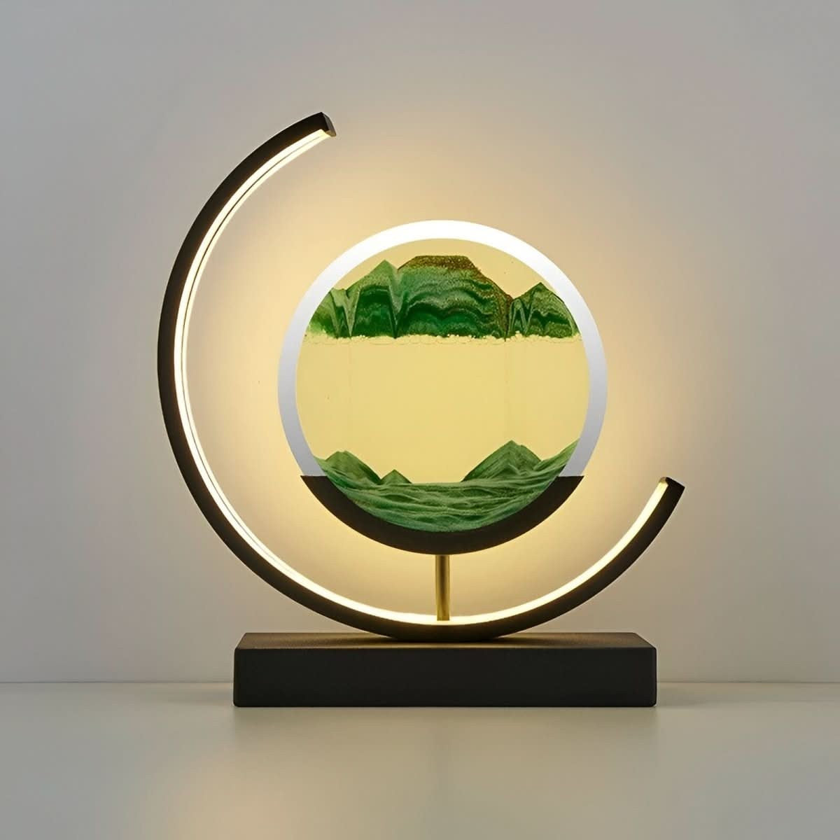Dimmbare LED-Sandbild-Lampe aus Metall und bleifreiem Glas mit fließendem Sand und drei Lichtfarben, Ansicht 4