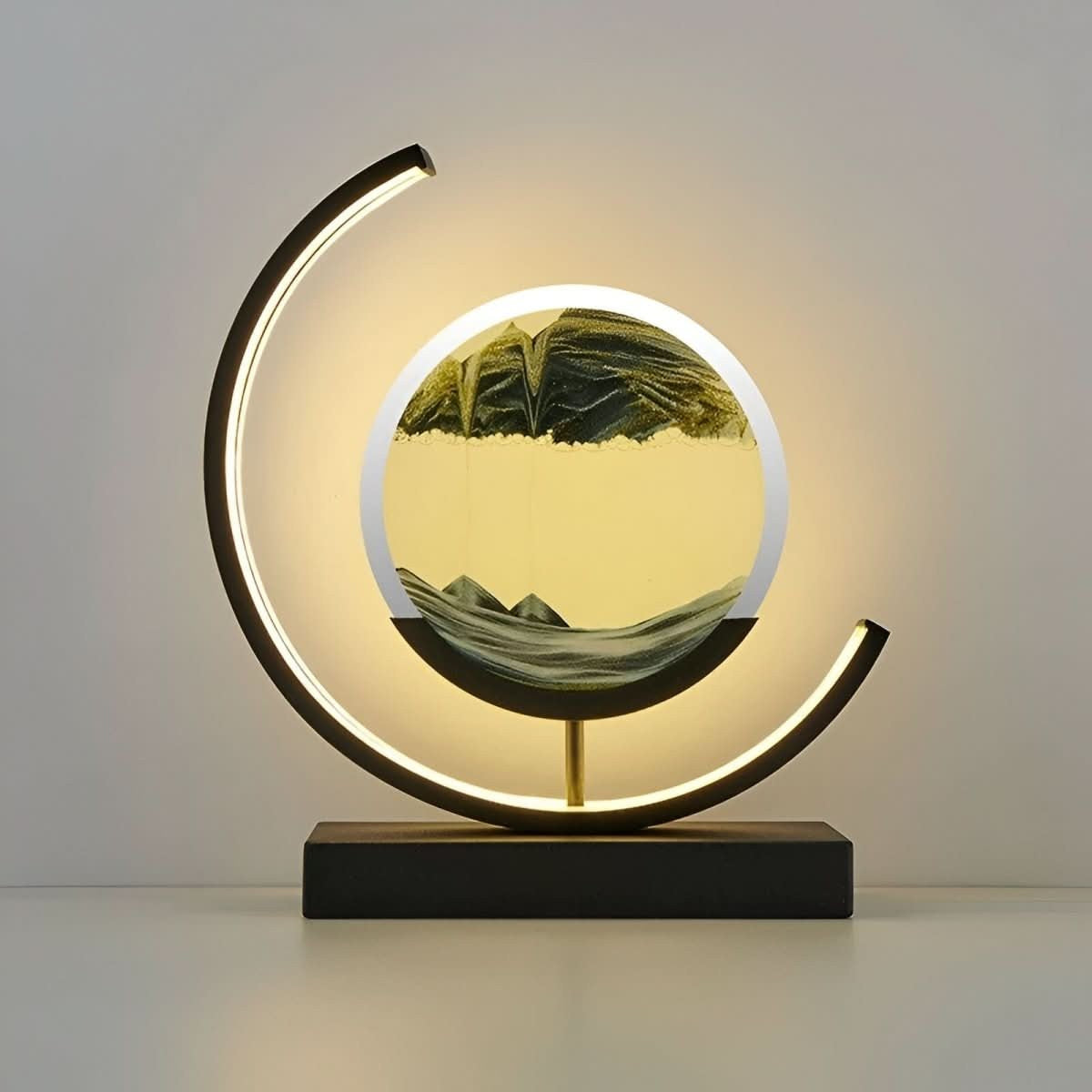 Dimmbare LED-Sandbild-Lampe aus Metall und bleifreiem Glas mit fließendem Sand und drei Lichtfarben, Ansicht 3