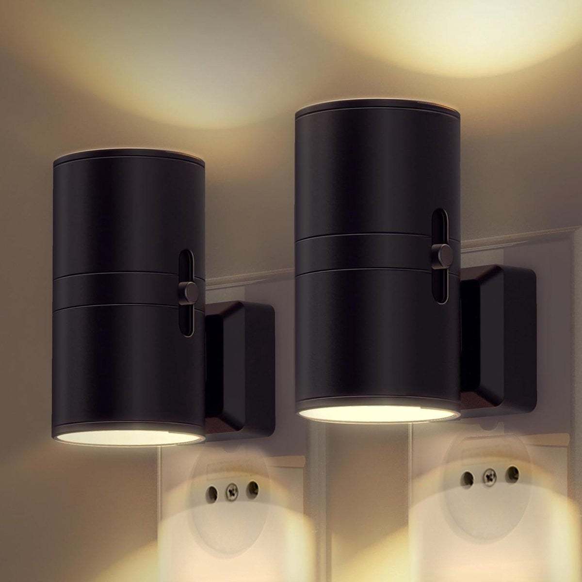 Dimmbare LED-Wandleuchte für die Steckdose mit Dämmerungssensor und warmweißem Licht, Ansicht 5
