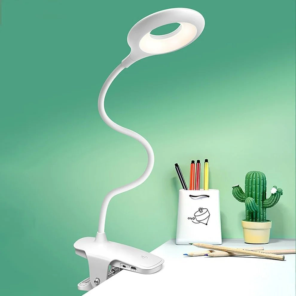Dimmbare USB-LED-Leselampe mit Klemme und flexiblem Schwanenhals, Ansicht 4