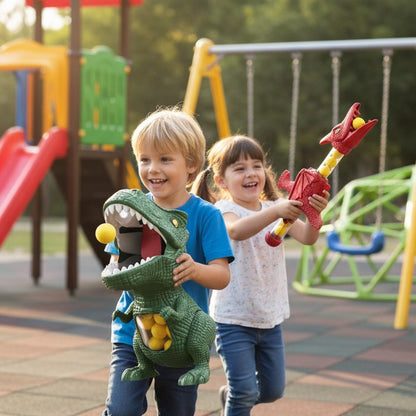 Dinosaurier-Zielspiel mit Pump-Blaster und Softschaumbällen für Kinder drinnen und draußen, Ansicht 4
