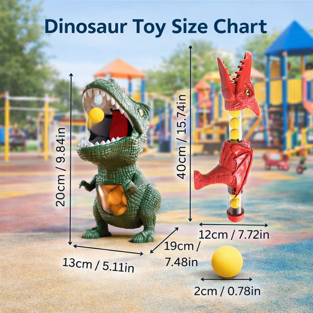 Dinosaurier-Zielspiel mit Pump-Blaster und Softschaumbällen für Kinder drinnen und draußen, Ansicht 7
