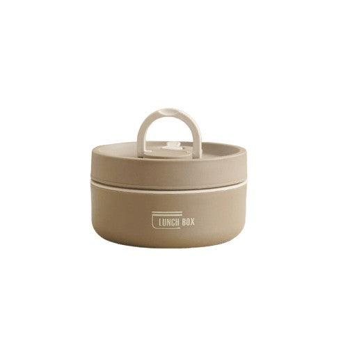 Doppelwandige Thermo-Lunchbox aus Edelstahl mit auslaufsicherem Deckel und Tragetasche in Braun