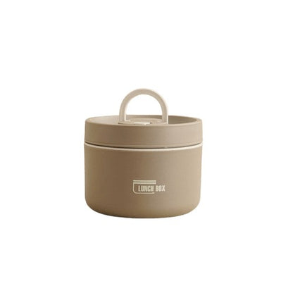 Doppelwandige Thermo-Lunchbox aus Edelstahl mit auslaufsicherem Deckel und Tragetasche in Braun