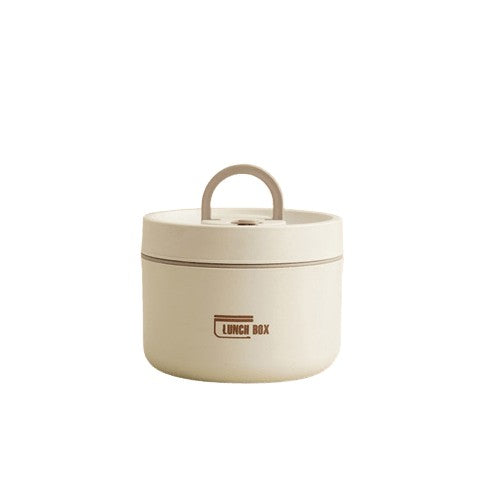 Doppelwandige Thermo-Lunchbox aus Edelstahl mit auslaufsicherem Deckel und Tragetasche in Weiß