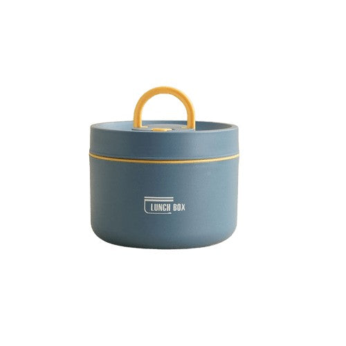Doppelwandige Thermo-Lunchbox aus Edelstahl mit auslaufsicherem Deckel und Tragetasche in Blau