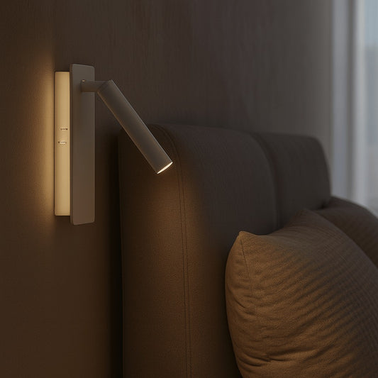 Drehbare LED-Wandleuchte mit schwenkbarem Leselicht, dimmbar mit warmem und kaltem Licht fürs Bett in Weiß