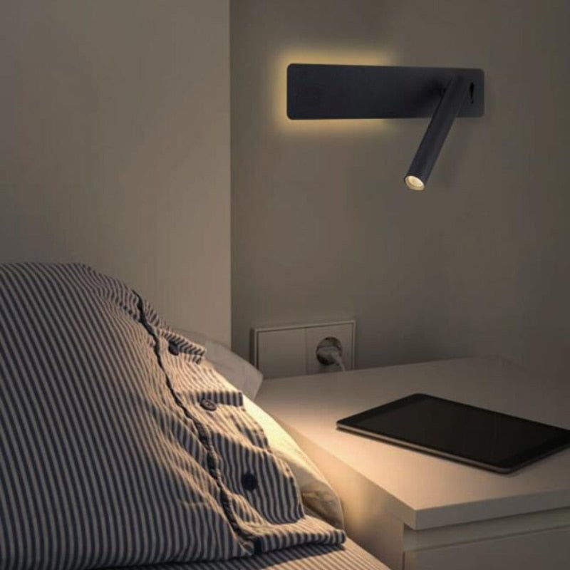 Drehbare LED-Wandleuchte mit schwenkbarem Leselicht, dimmbar mit warmem und kaltem Licht fürs Bett, Ansicht 4