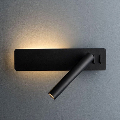 Drehbare LED-Wandleuchte mit schwenkbarem Leselicht, dimmbar mit warmem und kaltem Licht fürs Bett in Schwarz