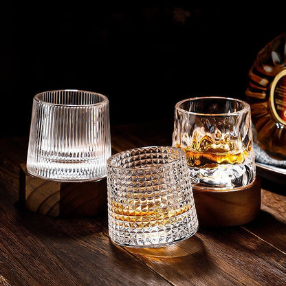 Drehbares Whiskyglas aus bleifreiem Kristallglas mit gerundetem Boden für Whisky und Bourbon, Ansicht 9