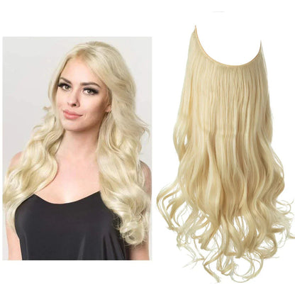 Echthaar-Extensions mit Drahtband zum Aufsetzen, hitzebeständig bis 180 °C in Hellblond