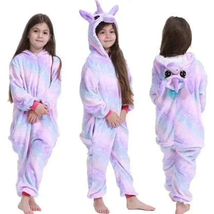Einhorn-Onesie aus Fleece mit Kapuze, Horn, Ohren und Schweif als Schlafanzug, Ansicht 3