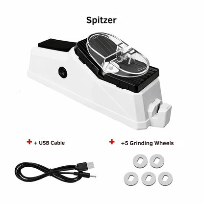 Elektrischer Messerschärfer mit USB-Anschluss, Schutzabdeckung und rutschfester Basis, Ansicht 5