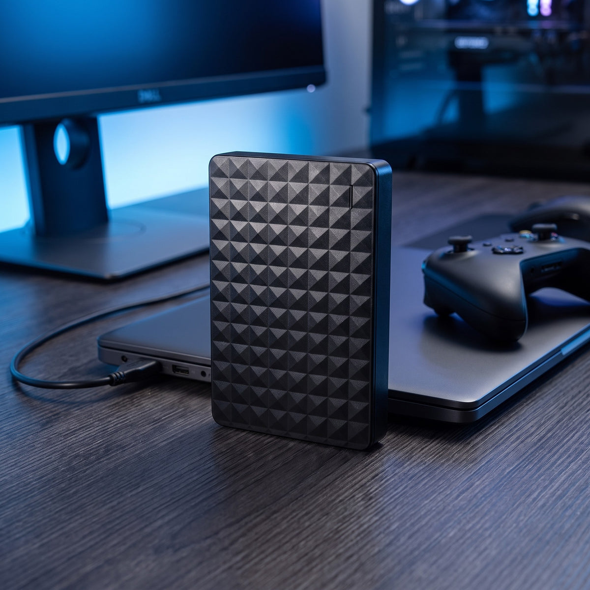 Externe Festplatte mit USB 3.0 und strukturiertem Gehäuse für Laptop, PC, PS5 und Xbox, Ansicht 2