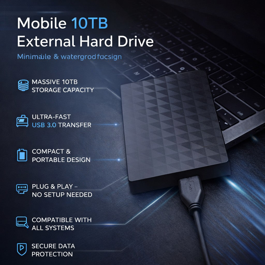 Externe Festplatte mit USB 3.0 und strukturiertem Gehäuse für Laptop, PC, PS5 und Xbox, Ansicht 6