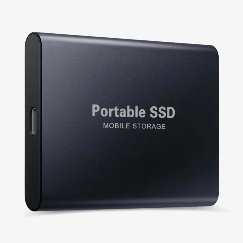 Externe SSD für PS5 und Xbox mit USB-C, Aluminiumgehäuse und Silikonrand in Schwarz
