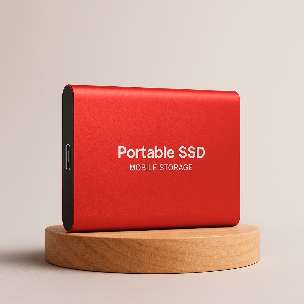 Externe SSD mit USB-C 3.1 im kompakten Aluminiumgehäuse, stoßfest, mit 1, 2 oder 4 TB in Rot