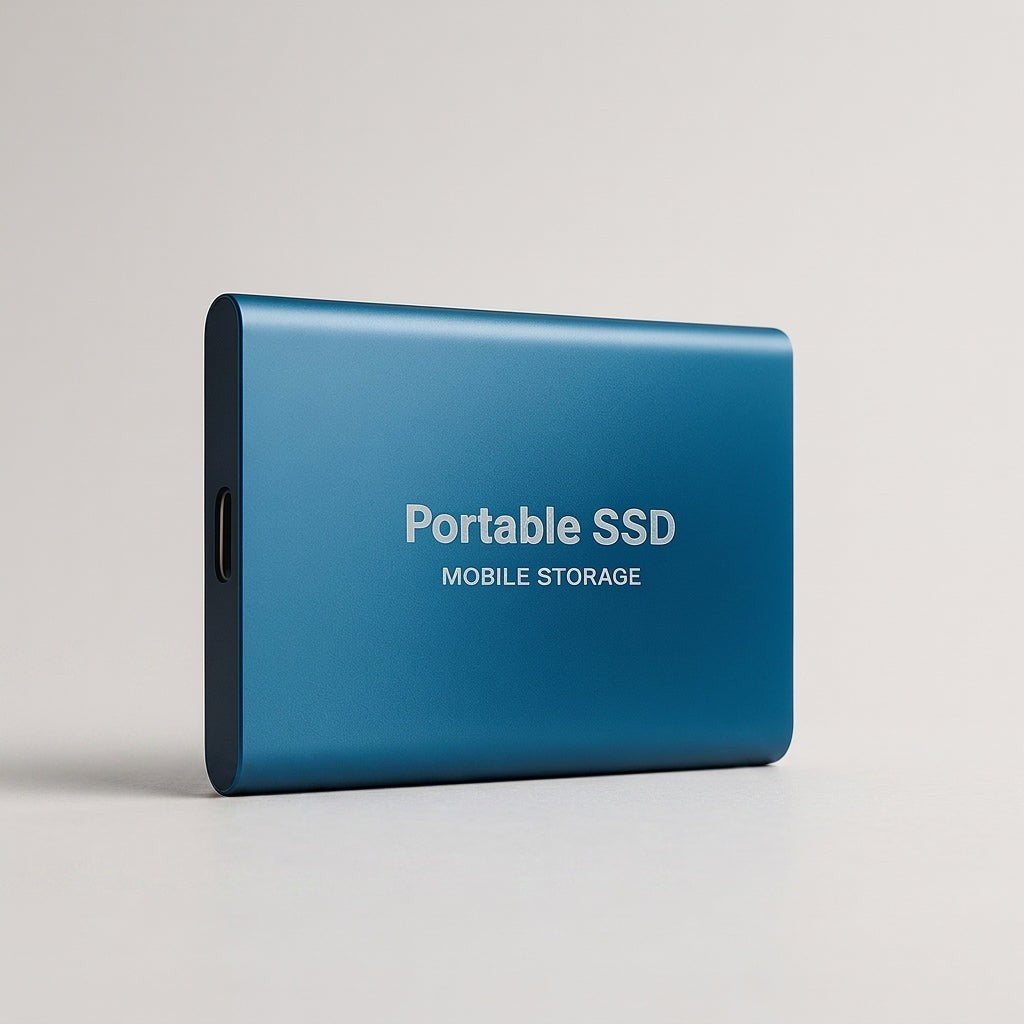 Externe SSD mit USB-C 3.1 im kompakten Aluminiumgehäuse, stoßfest, mit 1, 2 oder 4 TB in Blau