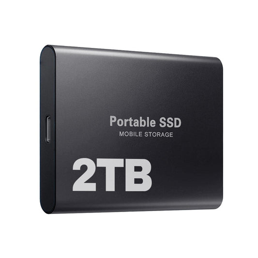 Externe SSD mit USB-C 3.1 und Metallgehäuse für Windows, macOS und Android in Schwarz