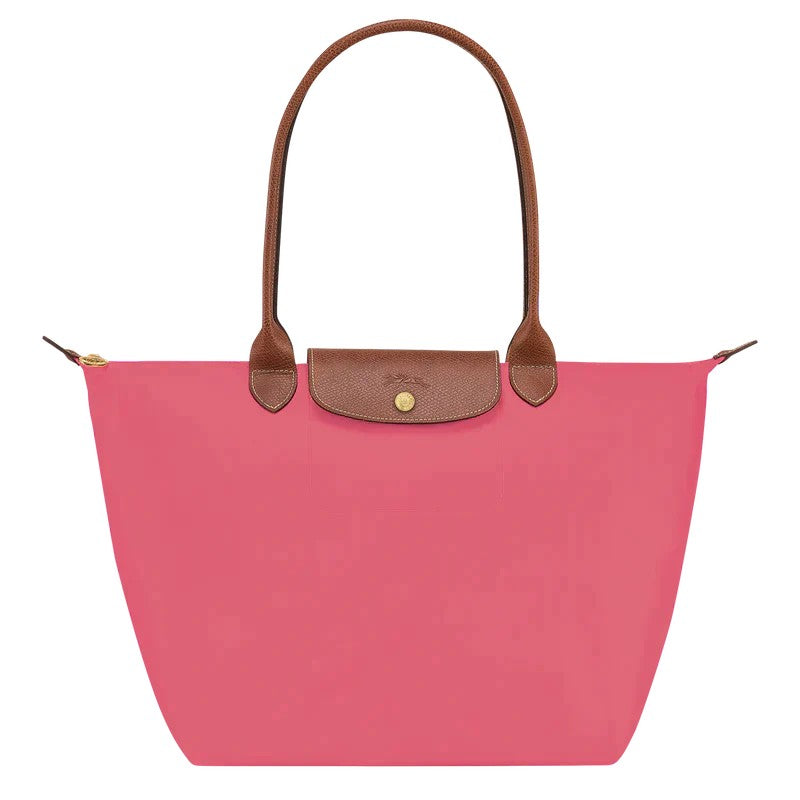 Faltbare Shopper-Tasche für Damen mit langen Henkeln und Klappverschluss in drei Größen in Lila