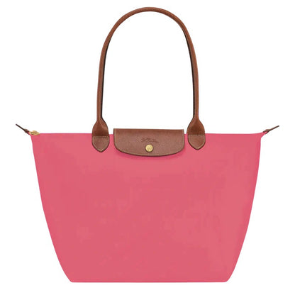Faltbare Shopper-Tasche für Damen mit langen Henkeln und Klappverschluss in drei Größen in Lila
