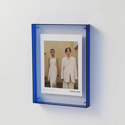 Farbiger Bilderrahmen aus Acryl zum Aufhängen oder Hinstellen für Fotos und Kunstdrucke in Blau
