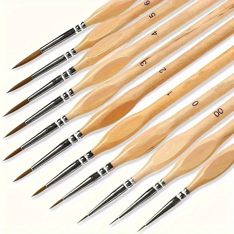 Feine Detailpinsel im 11er-Set mit Synthetikhaar und ergonomischem Griff für Acryl, Öl und Aquarell, Ansicht 5
